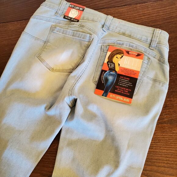 NEW Wax Jean Collection Size 5 Los Angeles Skinny Jeans Light Wash Distressed - Picture 15 of 16